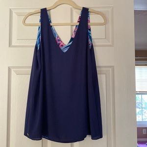 Lilly Pulitzer Florin Reversible Sleeveless Top NWT Mr Peacock Blue